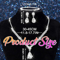 Nicute Teardrop Earrings Jewelry Set Cluster Necklace Bracelet Sparkly Prom Wedding Costume Jewelry for Women - Voxly3d