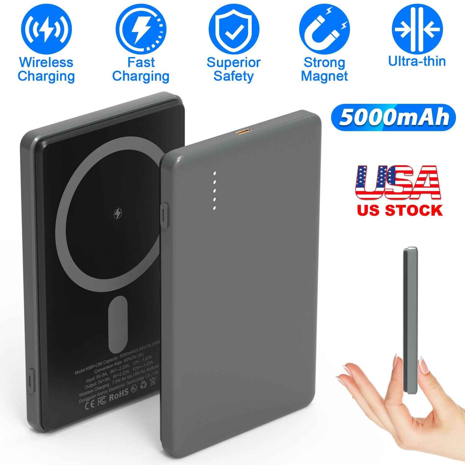 Slim Magnetic Wireless Power Bank (5000mAh) - Voxly3d