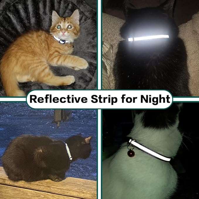 Airtag Cat Collar Breakaway, Reflective Kitten Collar with Apple Air Tag Holder and Bell for Girl Boy Cats, 0.4 Inches in Width and Lightweight(Black) - Voxly3d