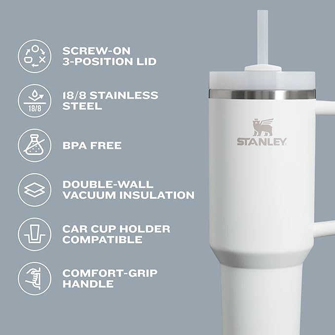 STANLEY Quencher H2.0 Tumbler with Handle and Straw 30 oz | Flowstate 3-Position Lid | Cup Holder Compatible for Travel | Insulated Stainless Steel Cup | BPA-Free | Rose Quartz 2.0 - Voxly3d
