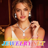 Nicute Teardrop Earrings Jewelry Set Cluster Necklace Bracelet Sparkly Prom Wedding Costume Jewelry for Women - Voxly3d