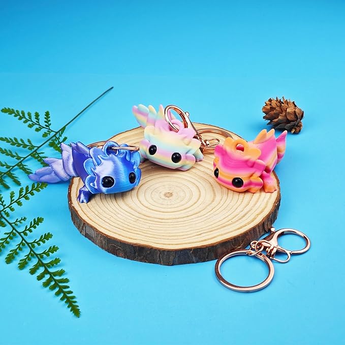 3D Printed Articulating Axolotl key-chain Cute Axolotl Axolotlm Keychains Flexible Funny Gifts for Women Men - Voxly3d