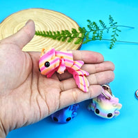 3D Printed Articulating Axolotl key-chain Cute Axolotl Axolotlm Keychains Flexible Funny Gifts for Women Men - Voxly3d