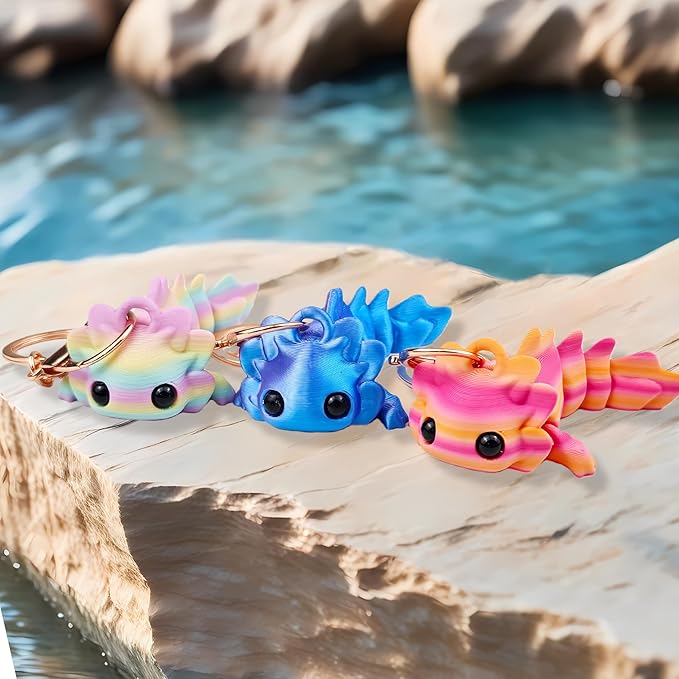3D Printed Articulating Axolotl key-chain Cute Axolotl Axolotlm Keychains Flexible Funny Gifts for Women Men - Voxly3d